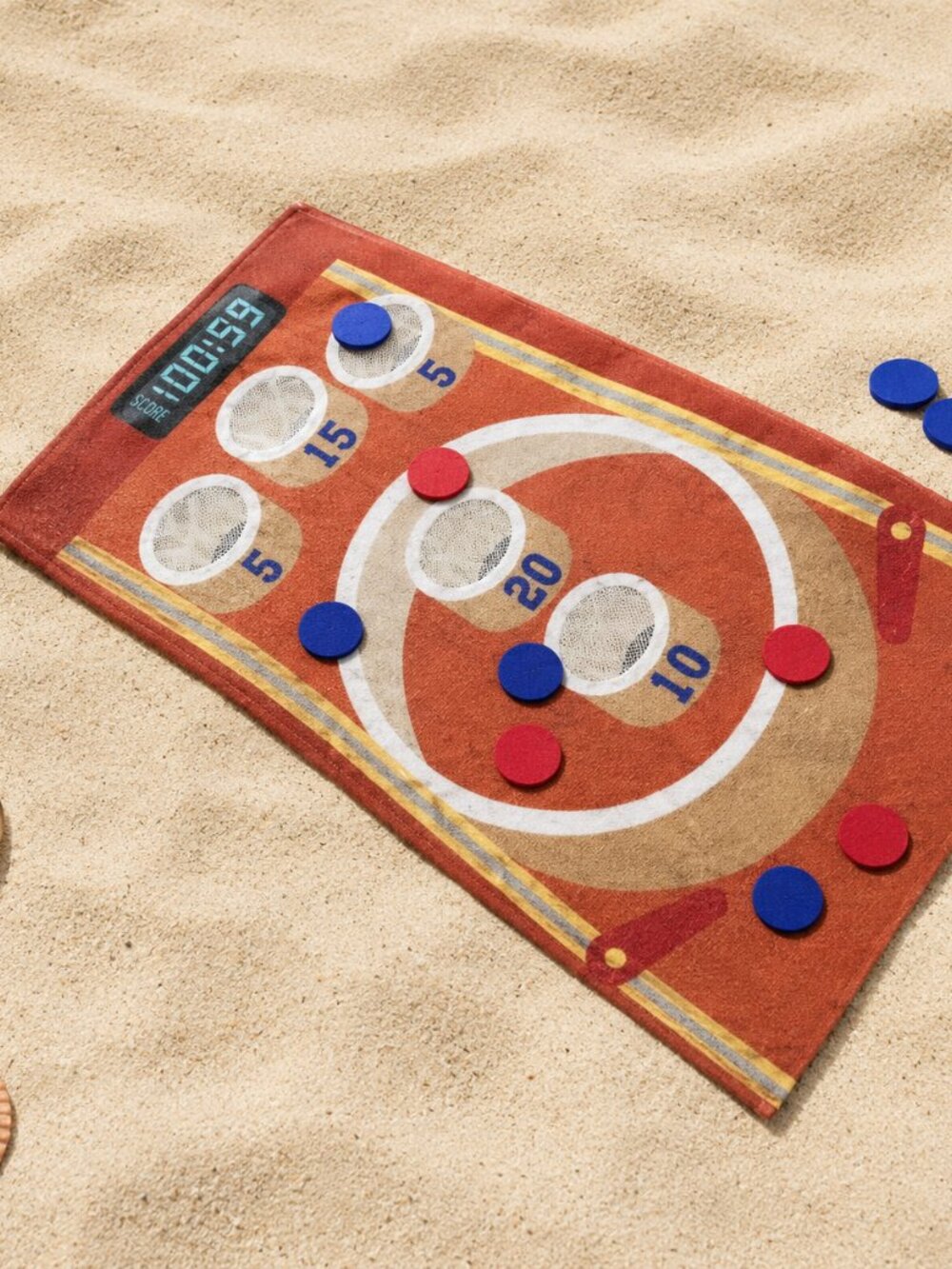 Skee Ball Beach Towel Game Set w/ 8 Tossing Pieces & Carry Bag NEW